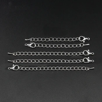 

20pcs/lot Stainless Steel Extension End Chain DIY Bracelet Necklace Tail Chain Lobster Clasp Extender Chains For Jewelry Making