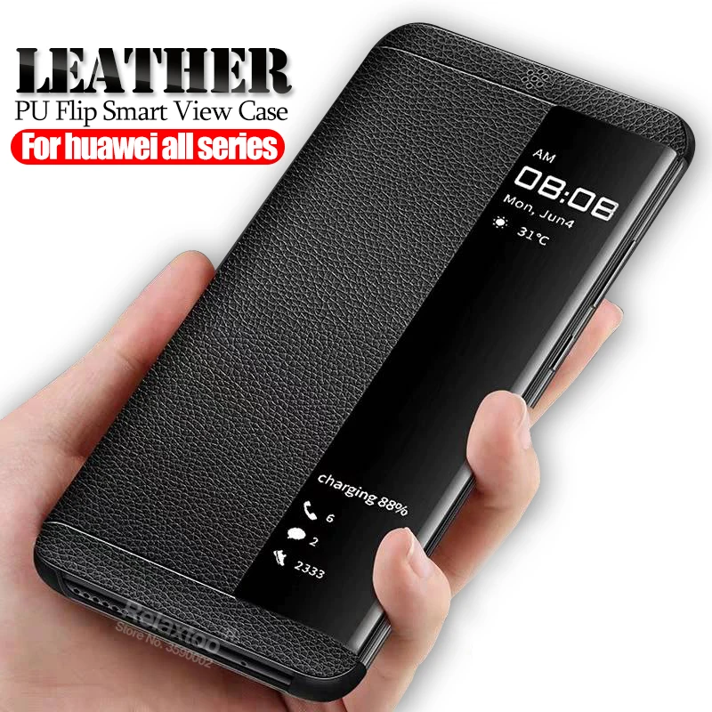 

Leather Flip Case For samsung s10 s8 s9 plus s 8 9 smart Window View cover on the For samsung galaxy note 10 plus pro 10+ coque