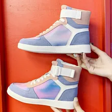 Новое поступление, Высококачественная обувь с высоким берцем женские уличные модные подходящие по цвету туфли на шнуровке кроссовки для девочек, уличная J5-96