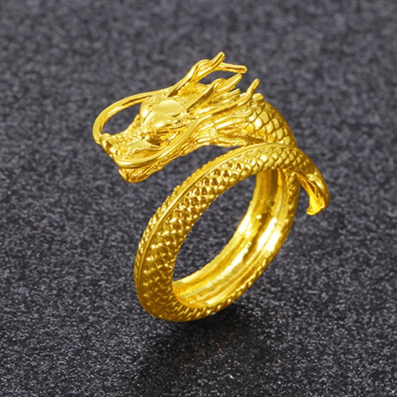 Fashion Vintage Dragon Ring Adjustable Opening Rings Gold Colour