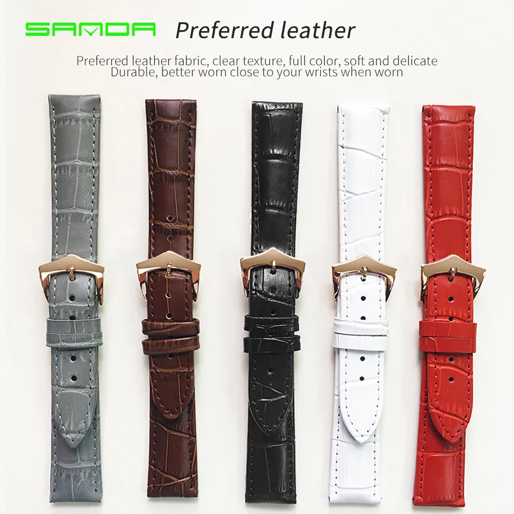 

Genuine Leather Watchbands Multicolor Rose Gold Gold Buckle Soft Real Leather Strap Watch Accessories 18mm For Universal Watch#8