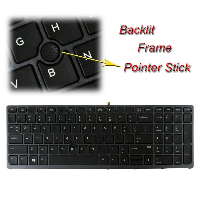 

Keyboard With Trackpoint Frame backlit For HP Zbook 15 17 G3 837551-001