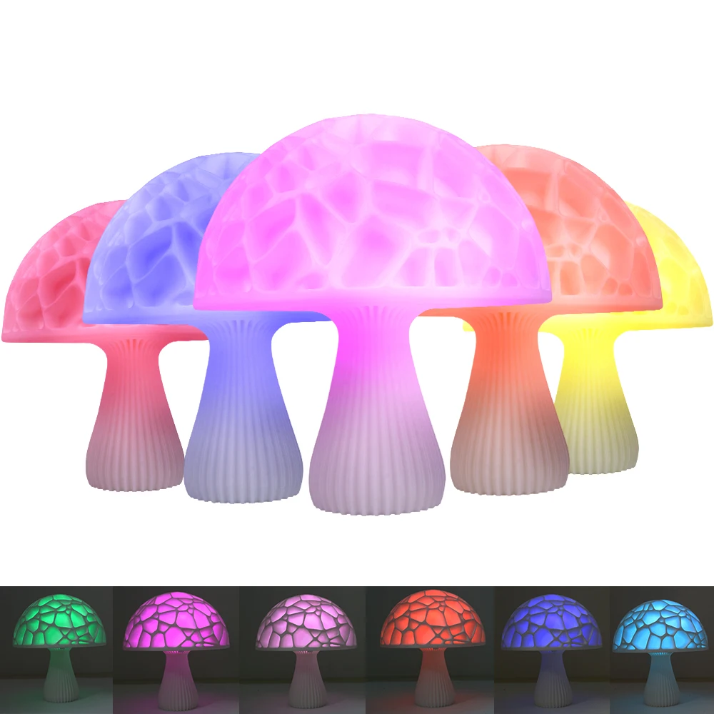 3D Printed Mushroom Light Table Lamp as moon lamps Night With Remote Change Touch usb Colorful Decor Creative Gift Home Xmas