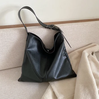 

PU Leather Tote Bag Solid Color Crossbody Bags Purses Casual Daily Use Reusable Large Capacity Travel Shopping Handbag New Trend