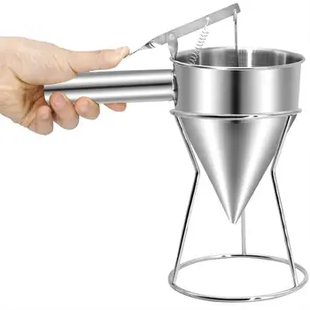 

1Set Funnel Kitchen Stainless Steel Pancake Batter Dispenser Funnel With Stand For Takoyaki Baking Kitchen Gadgets Tools