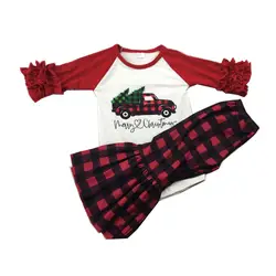 Комплект одежды с рукавами 3/4 и надписью «Merry Christmas», буткию, штаны-колокольчики, комплект для милой девочки