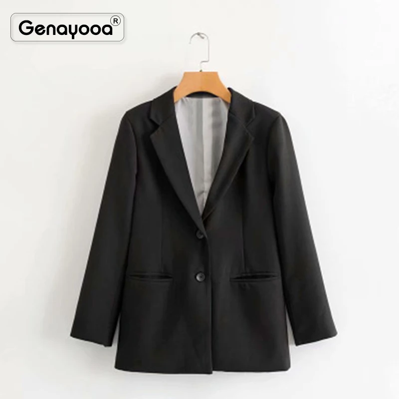 

Genayooa Office Blazer Women Jacket Single Breasted Women Blazers And Jackets 2019 Autumn Temperament Black Blazer Feminino