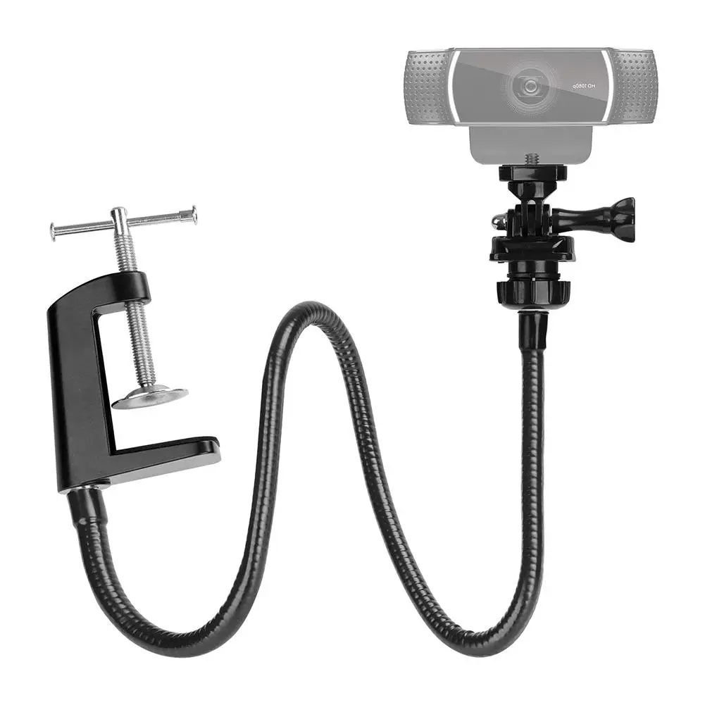 Webcam Stand Enhanced Durable Desk Jaw Camera Clamp Bracket with Flexible Gooseneck for Logitech Webcam