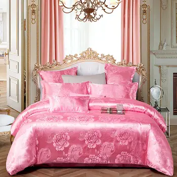 

Luxurious cotton jacquard silk bedding set, wedding 4-piece set, 3-piece set, soft and comfortable, silky touch, free shipping