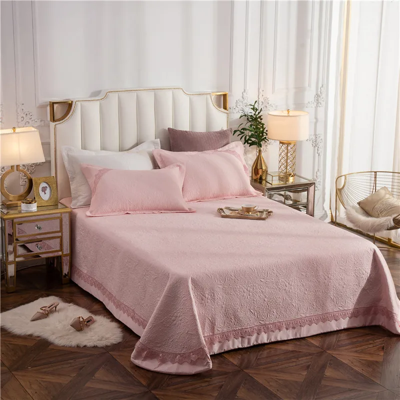 New 1pc 245x245cm and 245x265cm gray white cotton Bedspread and 2pcs pillowcase blanket Duvet Quilt bed cover