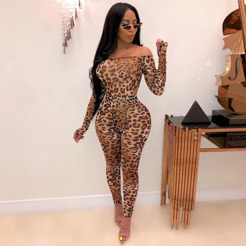 

leopard tigre 2 piece set bodysuit pants off shoulder bodycon sexy gloves autumn winter clothes outfit streetwear