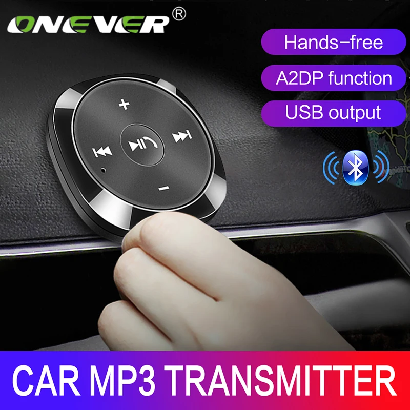 

Onever Wireless Bluetooth Car Kit MP3 Player 3.5mm AUX Audio A2DP Music Receiver Adapter Support IOS Siri with 2.1A USB Output