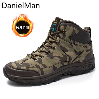 

Danielman Men Winter Snow Boots Tactical Military Combat Boots Leather Warm Fur Army Hunting Trekking Camping Work Shoes 135