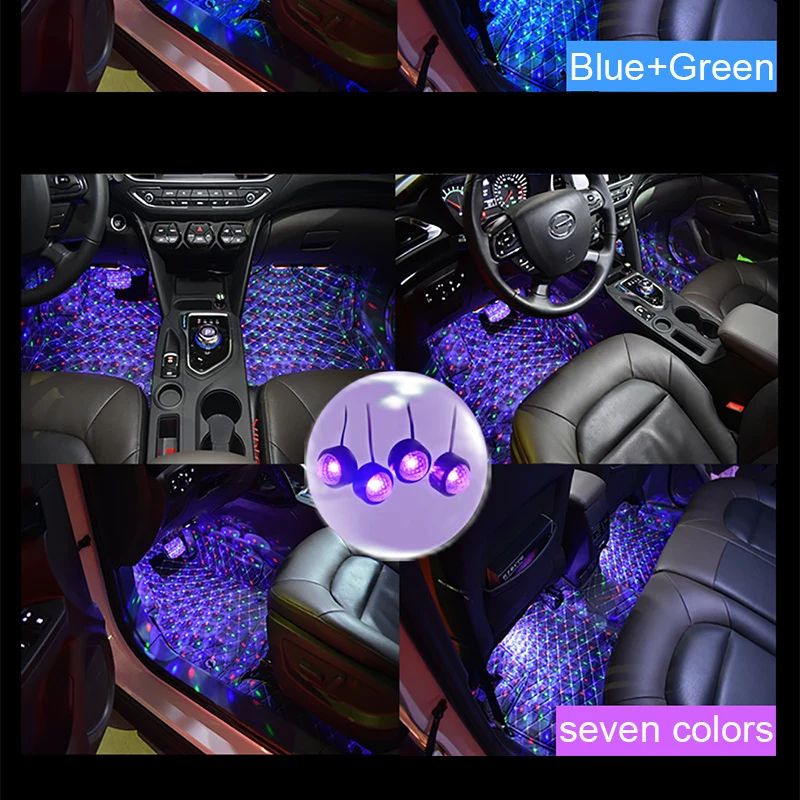 4 шт., автомобильный RGB светодиодный музыкальный голосовой звуковой контроль, интерьерный декоративный атмосферный светильник, интерьерная декоративная лампа, USB СВЕТОДИОДНЫЙ светильник