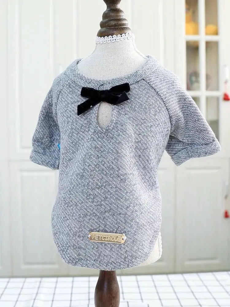 

Pet Small Dog Clothing Than Bear Teddy Clothes Puppy Dog Clothes Spring And Autumn Spring Dress Small Bow Sweater Cardigan