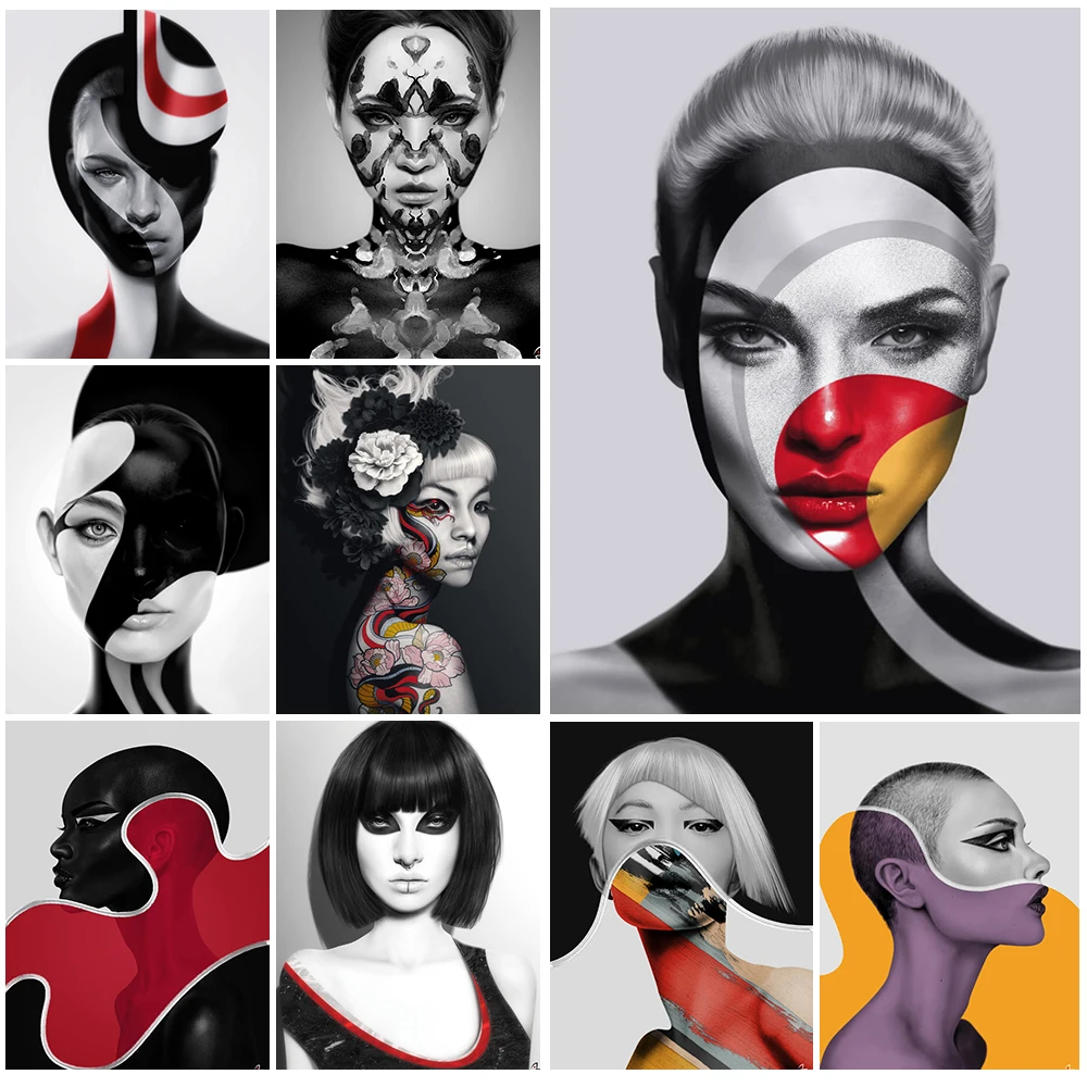 Современная модель для фотографий журнала девочек Постер в скандинавском стиле