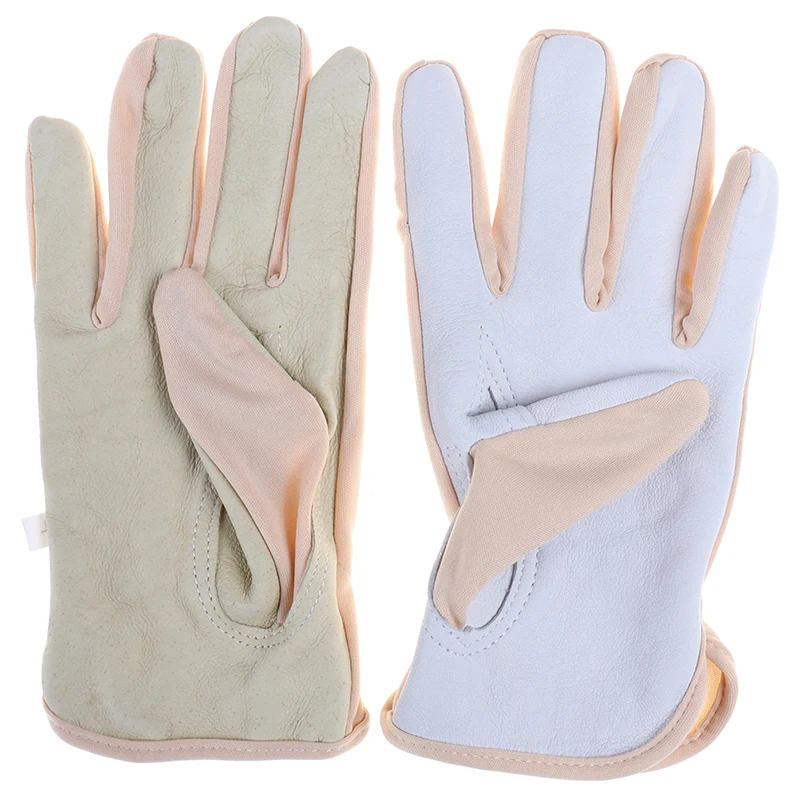 1pair Protection Glove Pigskin and cloth Safety Work Gloves random color Hot Sale
