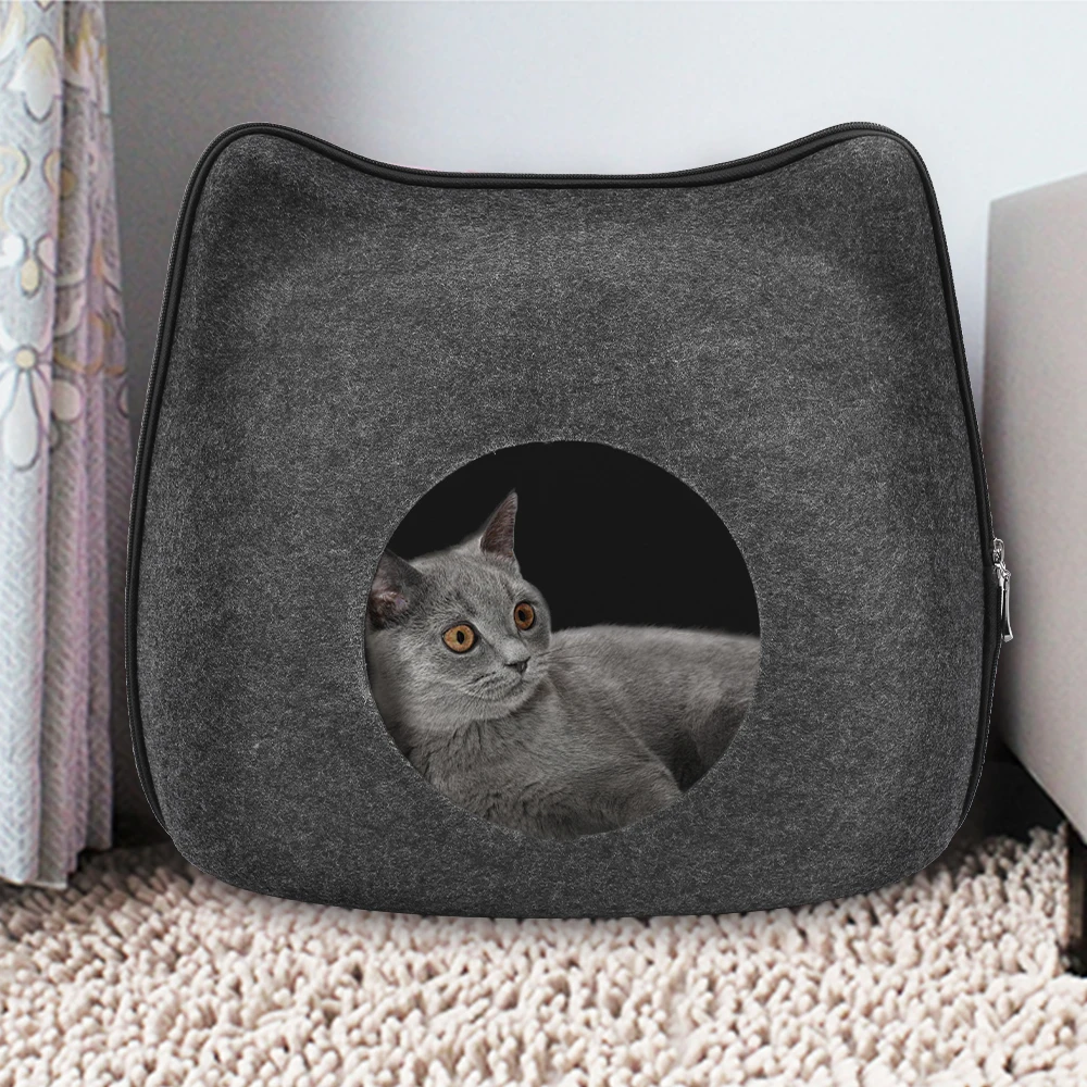 Cat Bed Pet Cat Cave Sleeping Bag Zipper Egg Shape Felt Cloth Pet House Nest Cat Basket With Cushion For Cats Dogs Pet Supplies Cat Beds Mats Aliexpress
