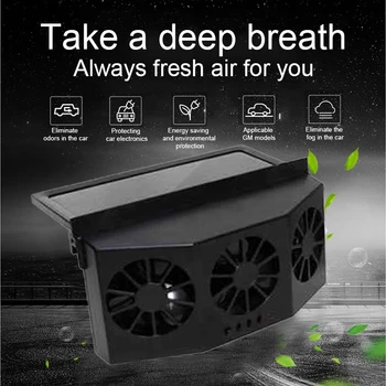

Black Three-head Solar Car Fan Radiator Deodorization Exhaust Cooling Rechargeable Voltage 2.4V Ventilation Super Large Wind