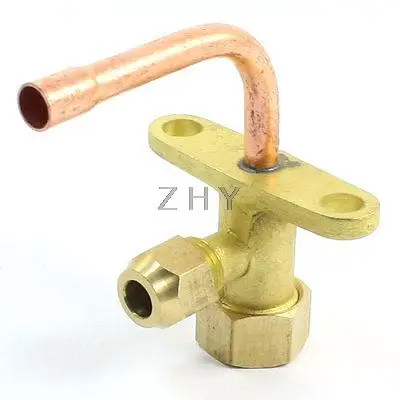 6 мм пробки 3Way изгиб сервисный клапан Латунь Тон для кондиционера