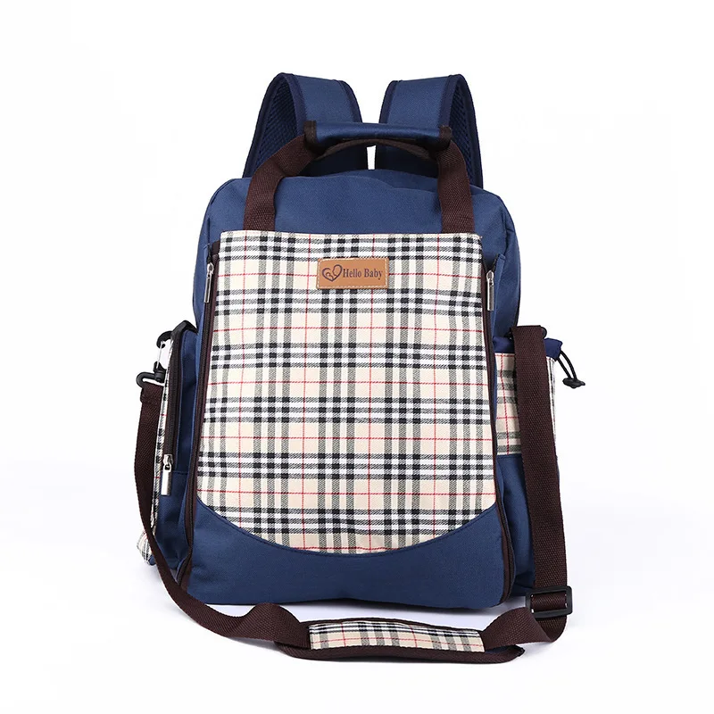 

Plaid Shoulder Mummy Bag Out Maternal And Child Package Multi-Function Fashion Large Capacity Waterproof Nylon Cloth Mother Bag