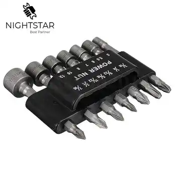 

14pcs Power Nut Driver Set Standard Hexagon Handle SAE Screwdrivers Nut Driver PH Socket Bit Power Adapter