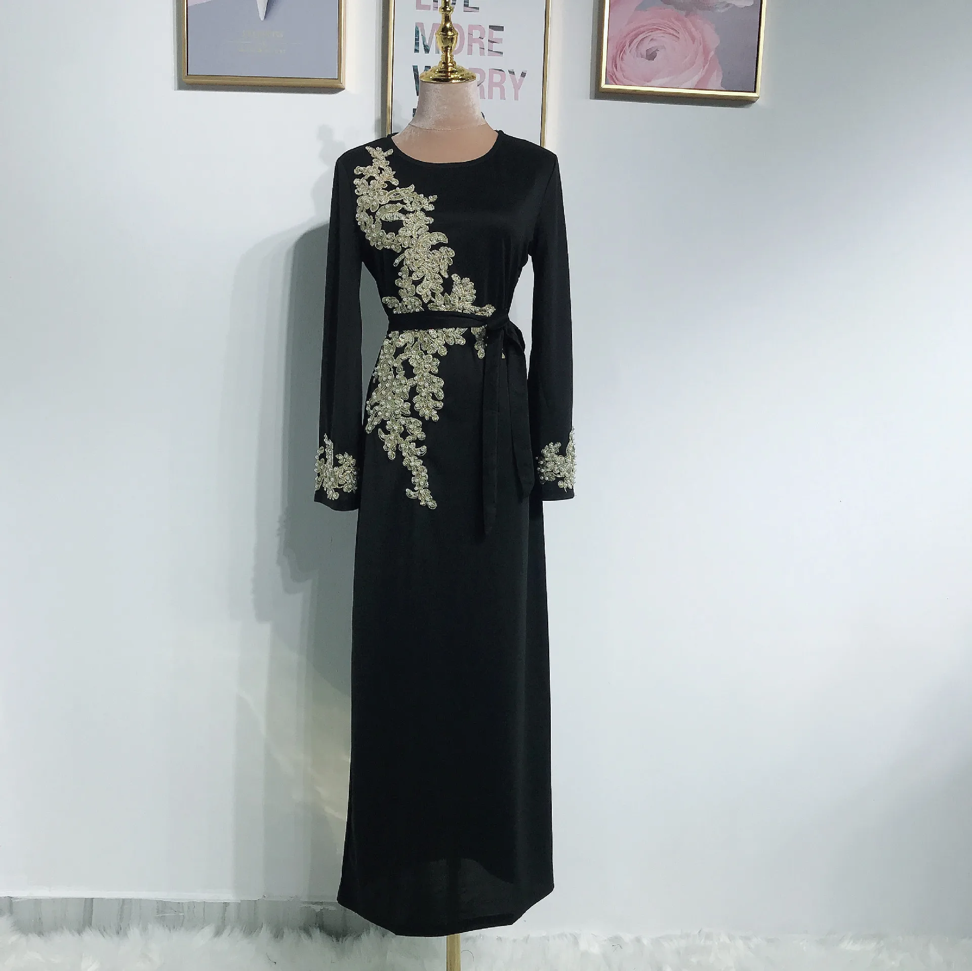 Абая для женщин Бангладеш Вышивка мусульманское платье ХИДЖАБ КАФТАН абайя Женская одежда в мусульманском стиле Дубай Катара ОАЭ Исламская одежда