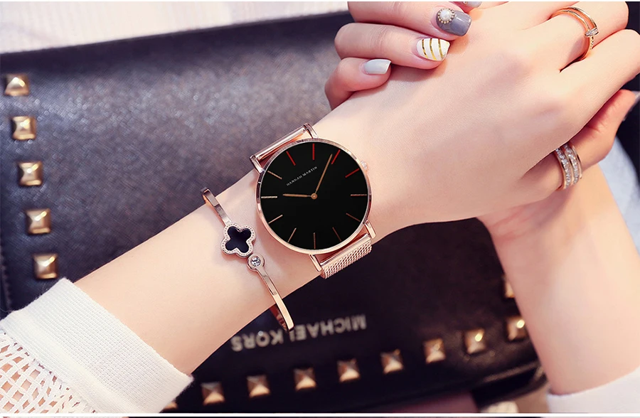 36mm Designer 2020 Luxury 4 Red Pointers Japan Quartz Movement Waterproof Women Rose Gold Stainless Steel Mesh Band Ladies Watch