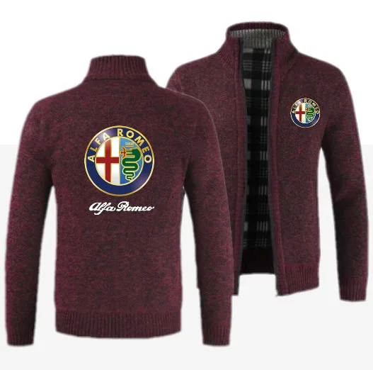 Осень Зима Новая мужская куртка с логотипом Alfa Romeo приталенная куртка на молнии с воротником-стойкой Мужская однотонная хлопковая Толстая теплая куртка для мужчин