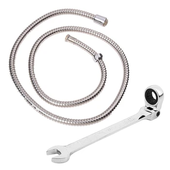 

1x Flexible Head Ratchet Metric Spanner Open End and Ring Wrenches Tool 10mm & 1x Flexible Hose Shower Knob Stainless Steel Hose