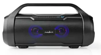 

✅Nedis portable bluetooth Speaker | Playing Time of 6 hours | Bluetooth®| FM Radio | TWS | Party lights | Black