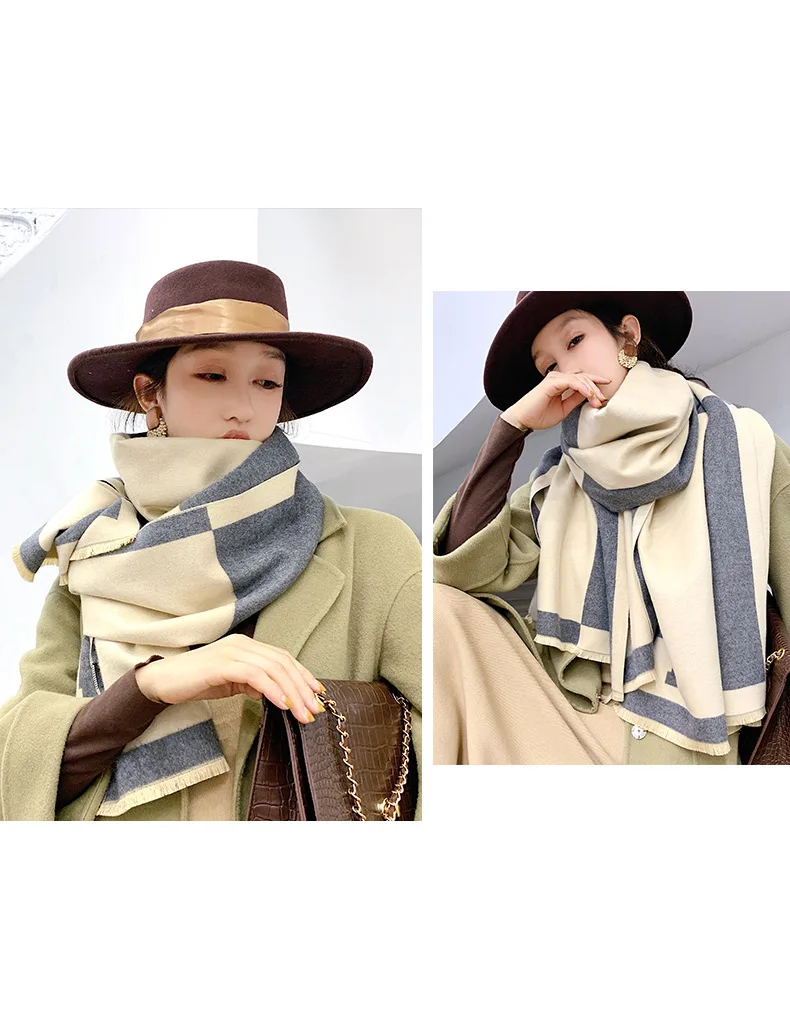 190*65cm New Autumn Winter Female Scarf Women Cashmere Scarves Wide Lattices Long Shawl Wrap Blanket Warm Tippet wholesale