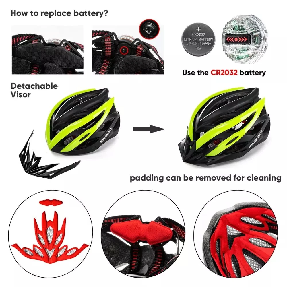 KINGBIKE Bicycle Cycling Helmets MTB Cycling Helmet Ultralight In-mold With Visor Titanium Breathable Road Mountain Bike Helmet