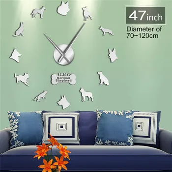 

Dog Wall Sticker Clock for Living Room Decor Large Lovely Animals 3D DIY Clocks Wallpaper Decals Pet House Bedroom Home Decor
