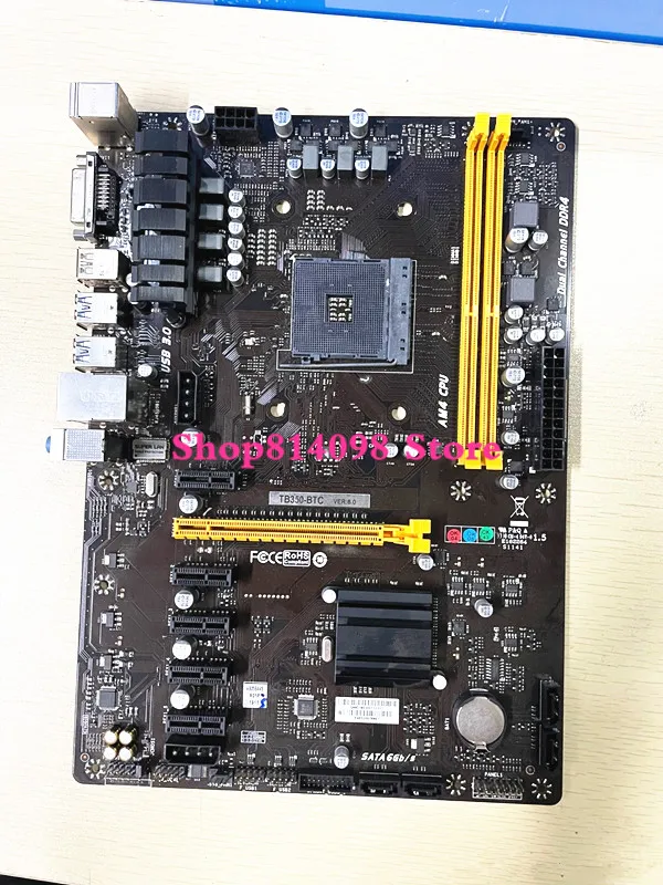 Материнская плата для ПК б/у 6 ГП 6PCIE BIOSTAR TB350-BTC системная AMD разъем B350 AM4 DDR4 PCI-E 3 0 SATA