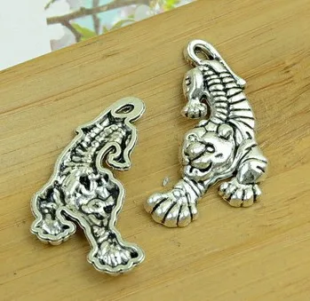 

Handmade Earrings Charms Diy Accessories For Jewelry Pendant Bracelet 5pcs 34x22mm Antique Silver Color Tiger Charms