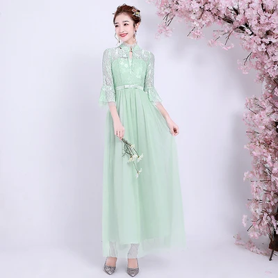 A5 long Mint Green Розовое платье подружки невесты размера плюс длинное платье из тюля для свадебной вечеринки для женщин vestido de festa Longo сексуальное платье для выпускного вечера - Цвет: A5 long Mint Green