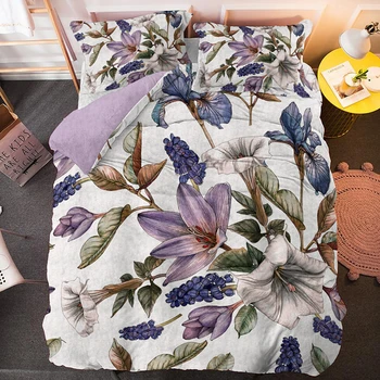 

Drop Shipping Comforter Covers Datura Flowers Bedding Set Queen King Sing Size Duvet Cover Pillowcase Bed Sets Home Textile