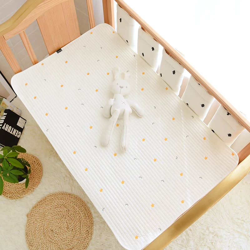Korean Baby Cot Crib Quilted Sheet Cotton Bear Star Lemon Balloon Embroidered Kids Infant Children Toddler Sheets Bed Linen