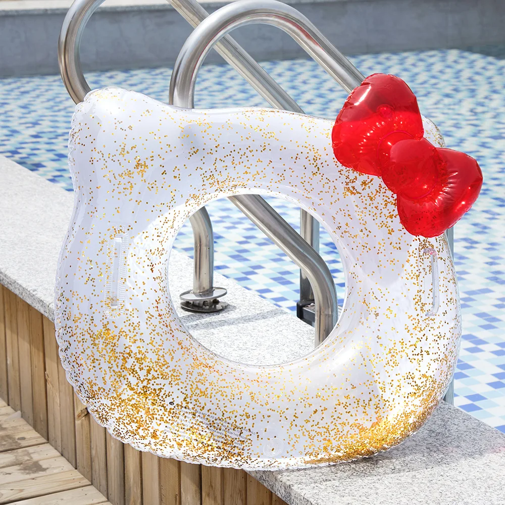 

Transparent PVC Child swimming circle with handles inflatable baby pool floats glitter Swim Circle for Kids Swim water pool fun