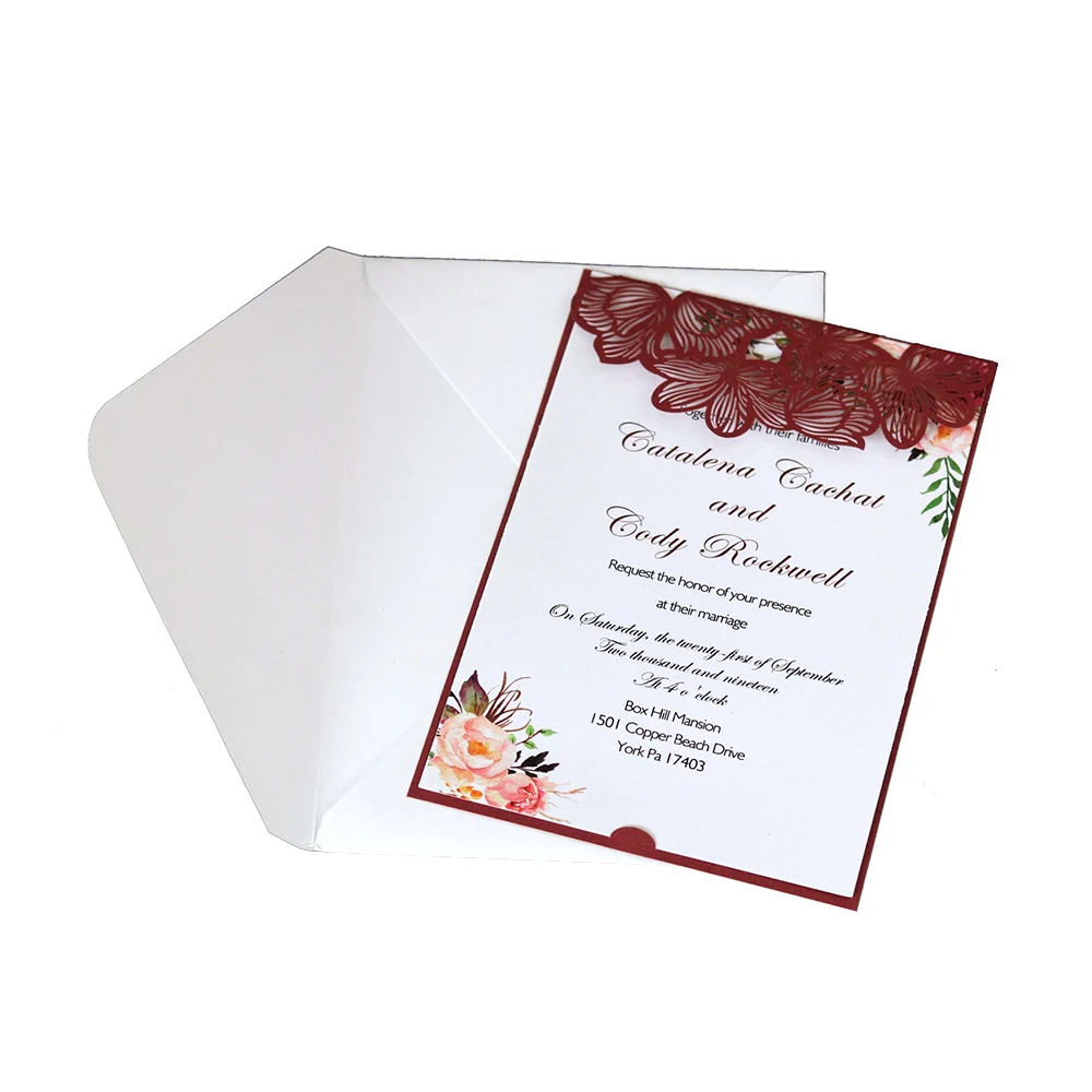  10 set Wedding invitation card included cover and inner page Elegant Laser Cut Greeting Card Party  - 4000294847579