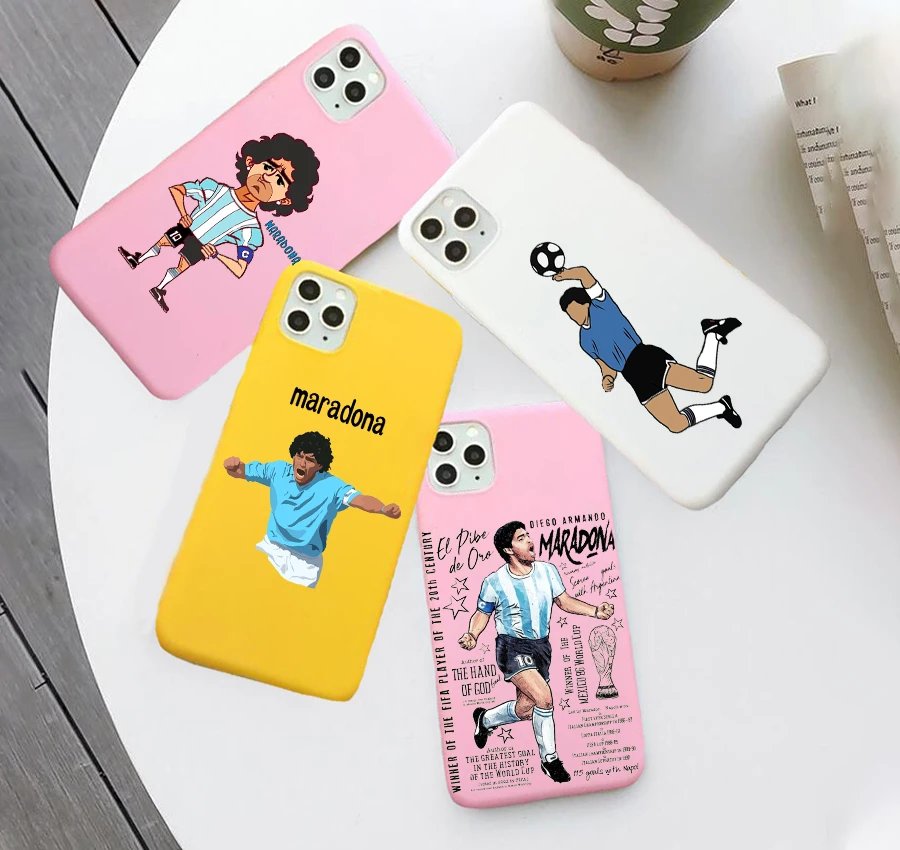 Footballer Maradona Art Diy Luxury Phone Case For iPhone 11 12 Pro XS MAX XR X 7 8 6Plus SE 2020 Candy Soft Silicone cover iphone 7 silicone case