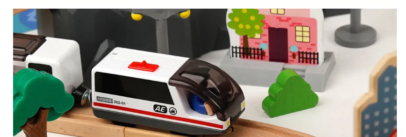 92 шт. деревянный маленький поезд автомобиль треки Магнитный электрический автомобиль голова пожарная полиция поезд трек набор игрушка Подарки для детей 2 3 4 6 лет