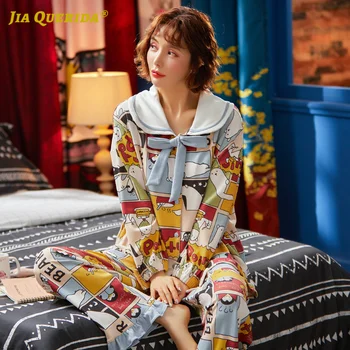 

Fashion Style Casual Style Pajamas Set Pj Set Turn Down Collar Homesuit Homeclothes Pjs Woman Long Sleeve Long Pants Sleepwear