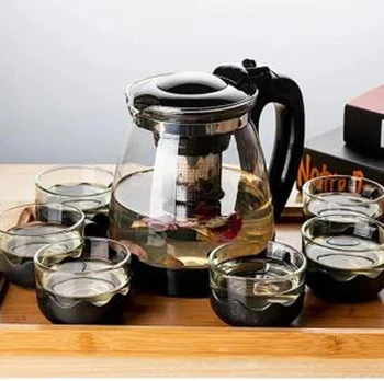 

Heat Resistant Glass Tea Pot Flower Tea Set Puer Kettle Coffee Teapot Convenient With Infuser Office Home