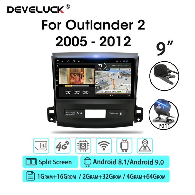 Автомагнитола 2 Din 9 дюймов Android 0 для Mitsubishi Outlander Xl CW0W 2005-2012 GPS-навигация