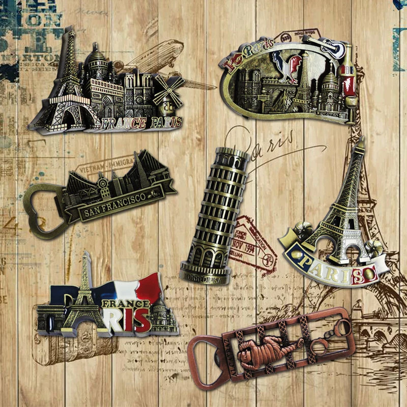 

Cute Crab Fridge Magnet London Building Model Golden Gate Bridge Metal Magnetic Sticker Souvenir Home Decorative Supplies