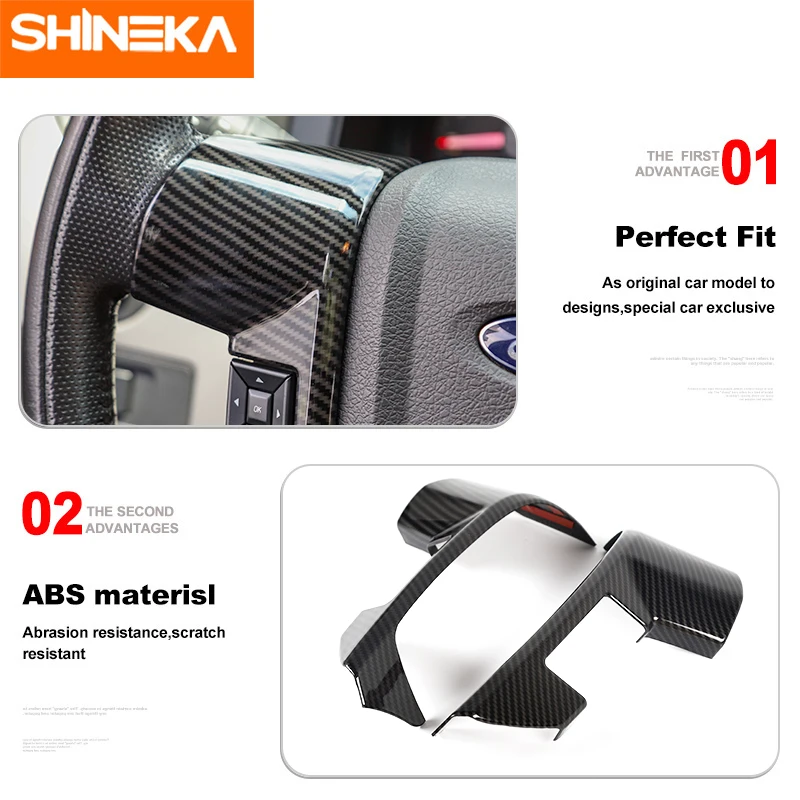 SHINEKA Auto Sticker For Ford F150 Raptor Car Steering Wheel Trim Decor Cover Sticker Accessories For Ford F150 Raptor 2009-2014
