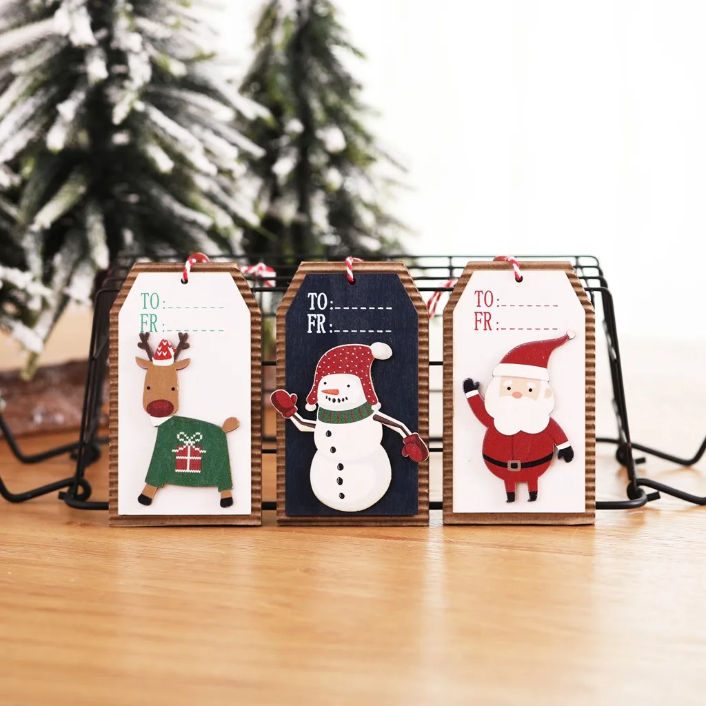 Navidad бирка для подарков последние с Санта-Клаусом и оленем Снеговик деревянные подвесные украшения для рождественской елки украшения для дома Noel Декор год