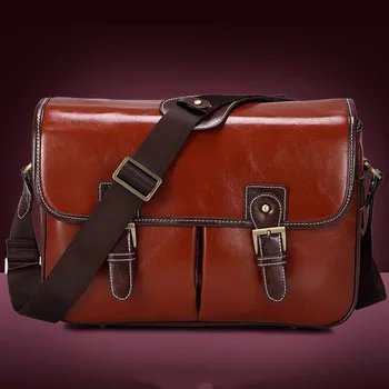 

DSLR Camera Bag Faux Leather Nikon Canon Korean-style Shoulder Camera Bag Waterproof Water Resistant Digital Bag